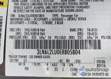2014 Lincoln Mkz Hybrid from USA, damaged, VIN 3LN6L2LU0ER805804